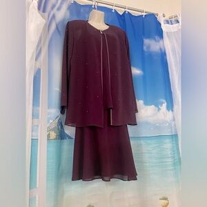 PATRA 10,sheer purple 2pc formal shift,dress+Jacket